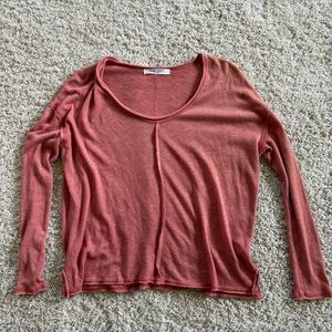 Project Social T Rust Long Sleeve Gauzy Blouse XS
